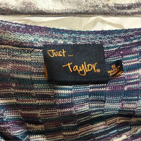 050 Just Taylor | NWOT Purple Teal Multicolor Knit Fit & Flare Dress (Size S) - Picture 5 of 9